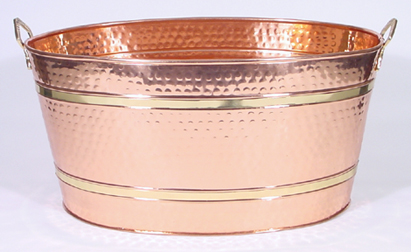 Oval Eleven Gallon Hammered Copper Beverage Tub