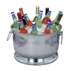 15" Diameter Hammered Stainless Steel Beverage Tub