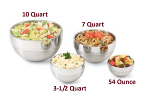 Round Double Wall Stainless Steel Serving Bowls