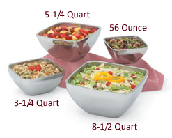 Square Double Wall Stainless Steel Serving Bowls