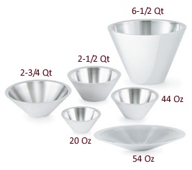 Conical Double Wall Stainless Steel Serving Bowls