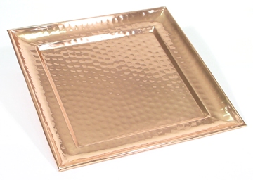 10-3/4" Square Hammered Solid Copper Serving Tray