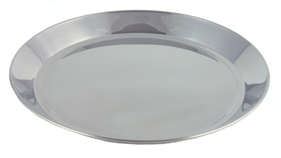 14" Diameter Polished Stainless Steel Bar Tray