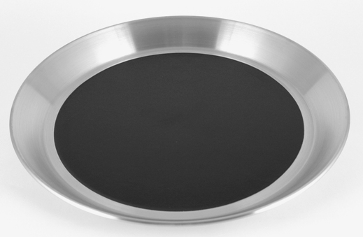 14" Diameter Brushed Stainless Bar Tray with Black Insert