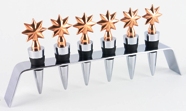 Copper Starburst Shaped Bottle Stopper Set with Stand