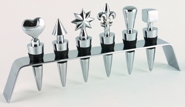 Chrome Bottle Stopper Set with Stand